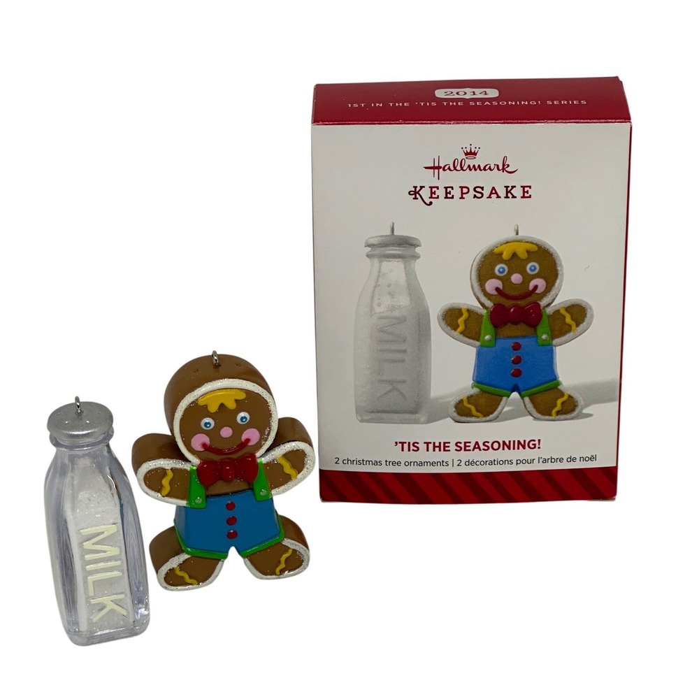 Hallmark Ornaments Brown Tis The Seasoning Gingerbread Milk Bottle 2014 Set